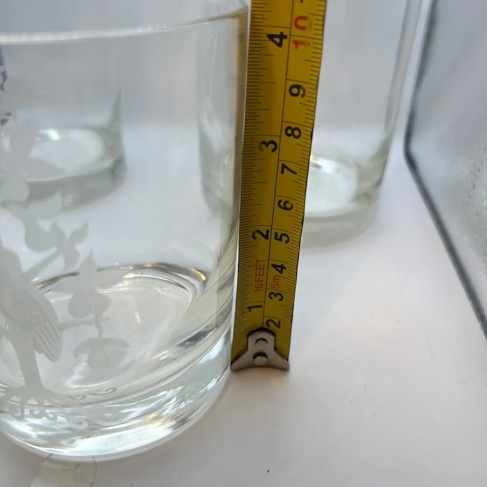 Bergdorf Goodman Partridge in a Pear tree crystal glass etched tumblers Set of 3